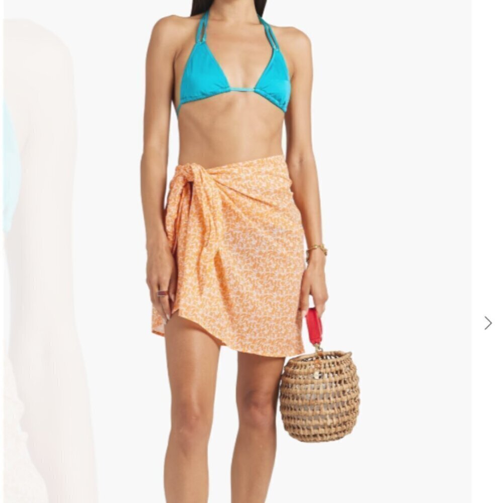 Onia Mini Gauze Pareo Skirt Swim Coverup In Sunset Multi 100% Cotton Size Large